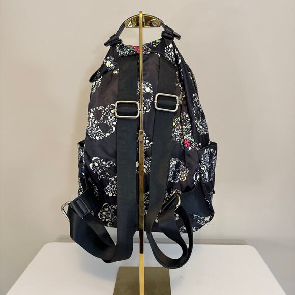 MMS Design Studio Sugar Skull Backpack Black Floral Satin Edgy Gothic Artistry main image 6